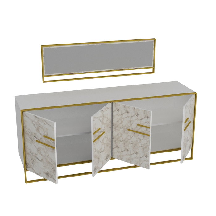 Hanah Home Polka Aynali - Blanco y Dorado